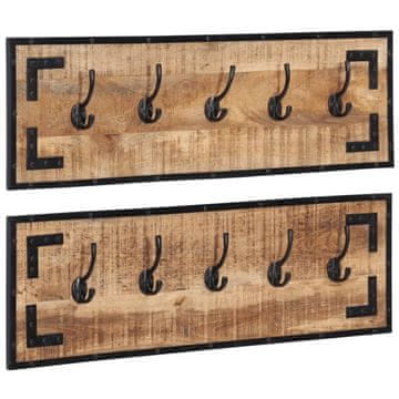 Vidaxl Stojalo za plašče 2 kosa 80x8x25 cm robusten mangov les