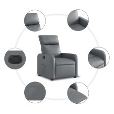 Vidaxl Električni naslanjač sivo umetno usnje