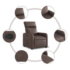 Vidaxl Električni naslanjač rjavo umetno usnje