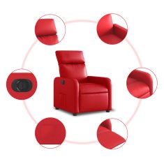 Vidaxl Električni naslanjač rdeče umetno usnje