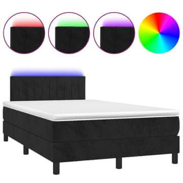 Vidaxl Box spring postelja z vzmetnico LED črna 120x190 cm žamet