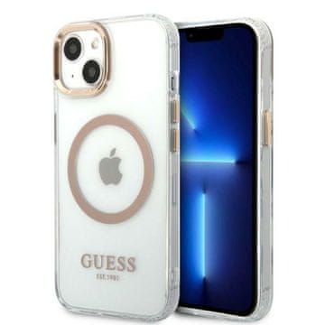 Guess Guess GUHMP13MHTRMD iPhone 13 / 14 / 15 6.1 zlat/zlati trdi ovitek Metal Outline MagSafe