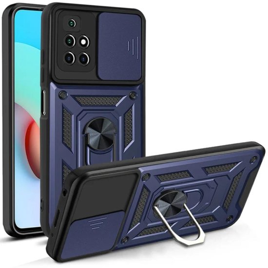 R2Invest Etui ovitek Slide Ring za Xiaomi Redmi Note 11 PRO moder