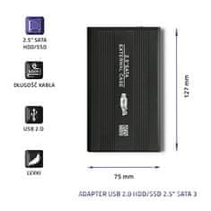 Qoltec qoltec ohišje za zunanji trdi disk hdd/ssd 2,5'' sata3 | usb 2.0 | črno