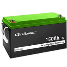 Qoltec baterija qoltec gel | 12 V | 150 Ah | 41,8 kg | brez vzdrževanja | profesionalno | dolga življenjska doba | pv, ups, avtodom, čoln 