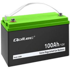 Qoltec gelska baterija qoltec | 12 V | 100 Ah | 29,3 kg | brez vzdrževanja | profesionalno | dolga življenjska doba | pv, ups, avtodom, čoln
