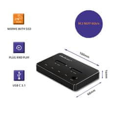 Qoltec Qoltec Drive docking station 2x SSD M.2 SATA | NGFF | USB Type C