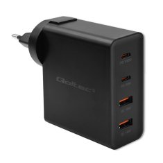 Qoltec qoltec gan power pro polnilec | 2xusb-c | 2xusb | 130w | 5-20v | 1,5-5a | pd | črna - odprodaja