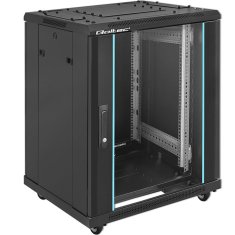 Qoltec qoltec 19" rack omara | 15u | 600 x 855 x 600 | vrata iz kaljenega stekla | stoječa | noge + koleščki | jekleno ohišje | ključavnica