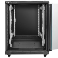 Qoltec qoltec 19" rack omara | 15u | 600 x 855 x 600 | vrata iz kaljenega stekla | stoječa | noge + koleščki | jekleno ohišje | ključavnica