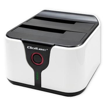 Priklopna postaja Qoltec za trdi disk SSD 2,5" 3,5" | SATA III | USB 3.0 | Super hitrost 5 Gb/s | s funkcijo kloniranja brez povezave