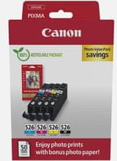 Canon komplet CLI-526 toner, Cyan, magenta, rumena, črna in foto papir PP-201
