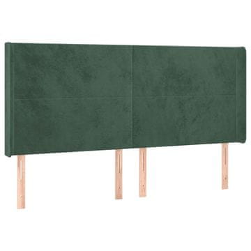 Vidaxl Vzglavje z ušesi temno zeleno 183x16x118/128 cm žamet