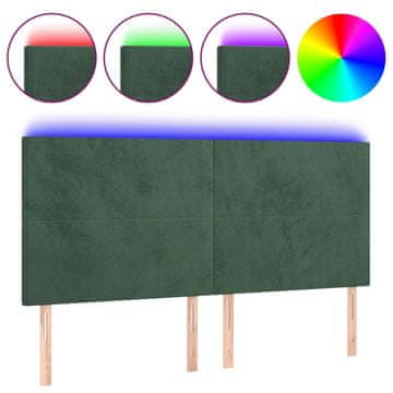 Vidaxl LED posteljno vzglavje temno zeleno 180x5x118/128 cm žamet