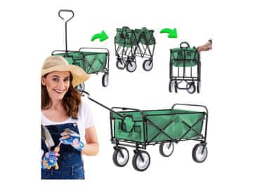 GARDEN LINE SKLOPNI transportni voziček, vrtni voziček do 70 kg, voziček za plažo, turistični voziček, 360° kolesa