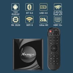 BergMont Smart tv box X88 pro Android 13, ULTRA HD 8K, DECODER 2/16 GB, WiFi 6, Bluetooth 5.0, medijski predvajalnik, Netfilx, Youtube, Google