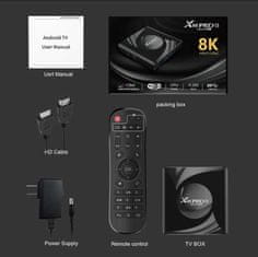 BergMont Smart tv box X88 pro Android 13, ULTRA HD 8K, DECODER 2/16 GB, WiFi 6, Bluetooth 5.0, medijski predvajalnik, Netfilx, Youtube, Google