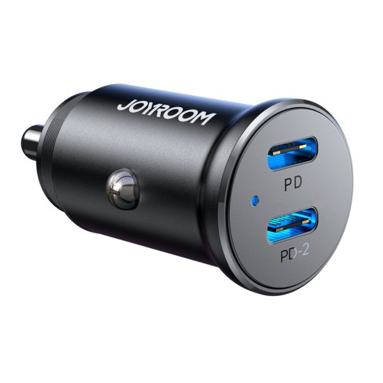 Joyroom JR-CCN06 avto polnilec 2x USB-C 30W, črna