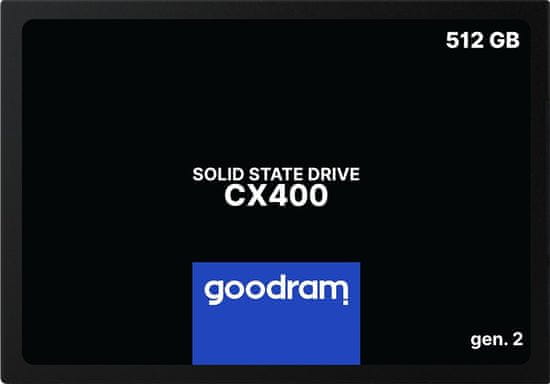 GoodRam SSD Goodram CX400 gen.2 512 GB 2,5" SATA III, 3D TLC NAND, 550 MB/s branje, 500 MB/s pisanje, MTBF 2.000.000 h