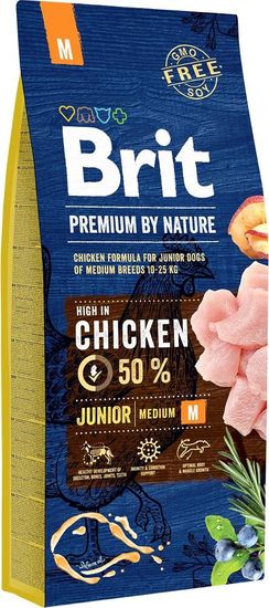 Brit BRIT Premium by Nature Junior Medium Chicken - suha hrana za pse - 15 kg