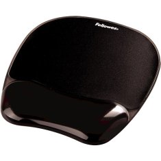 Fellowes Podloga za miško FEL Crystal z gel oporo za zapestje, črna