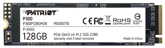 slomart SSD Patriot P300 M.2 128 GB NVMe, hitrost branja 1700 MB/s, hitrost pisanja 1200 MB/s, 24h dostava
