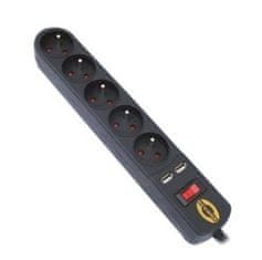 ORVALDI Napajalni trak s prenapetostno zaščito ORVALDI ORV-5 1,5 m s polnilnikom USB