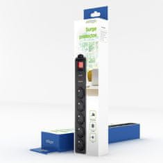 Energenie Gembird SPF5-C-10 prenapetostna zaščita Črna 5 vtičnic 250 V 3 m