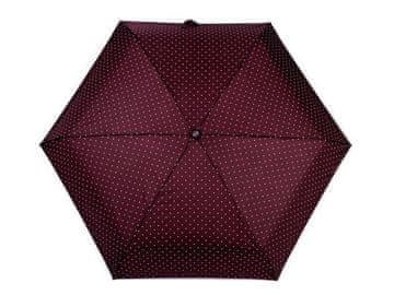 Zložljiv mini dežnik s pikami - bordo