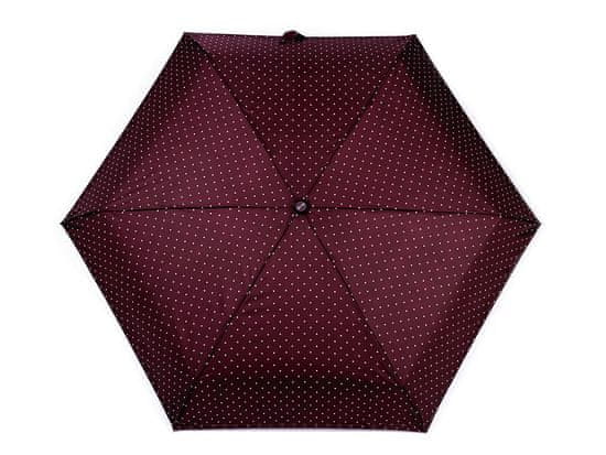 Zložljiv mini dežnik s pikami - bordo