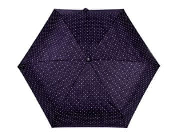 Zložljiv mini dežnik s pikami - temno moder