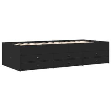 Vidaxl Dnevna postelja s predali brez vzmetnice črna 75x190 cm
