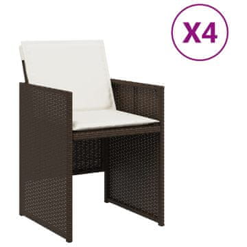Vidaxl Vrtni stoli z blazinami 4 kosi rjav poli ratan