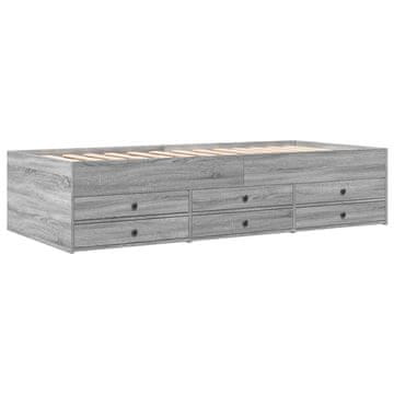 Vidaxl Dnevna postelja s predali brez vzmetnice siva sonoma 75x190 cm
