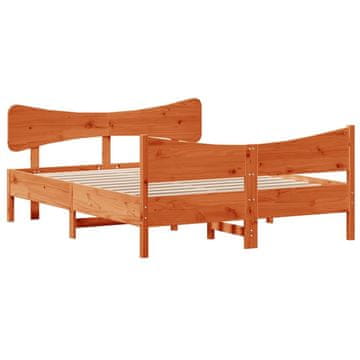 Vidaxl Posteljni okvir brez vzmetnice voščeno rjav 135x190 cm borovina