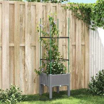 Vidaxl vidaXL Vrtno korito z rešetko svetlo sivo 40x40x142,5 cm PP