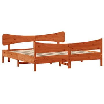 Vidaxl Posteljni okvir brez vzmetnice vošč. rjav 180x200 cm borovina