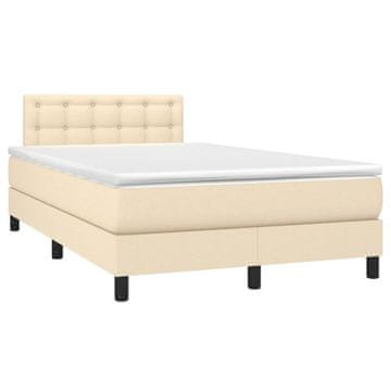 Vidaxl Box spring postelja z vzmetnico krem 120x190 cm blago