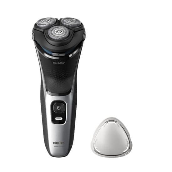 Philips Električni brivnik Philips 3000 Series S3143/00 Wet & Dry, 3 glave, tehnologija SkinIQ, hitro polnjenje, črn