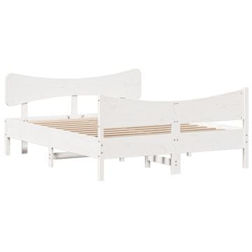 Vidaxl Posteljni okvir brez vzmetnice bel 160x200 cm trdna borovina