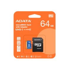 A-Data Adata/micro SDHC/64GB/100MBps/UHS-I U1/Class 10/+ adapter