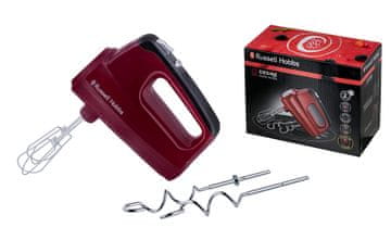 slomart Ročni mešalnik Russell Hobbs 24670-56, 350 W, rdeč, 5 hitrosti, turbo funkcija, gumb za izmet, plastična konstrukcija.