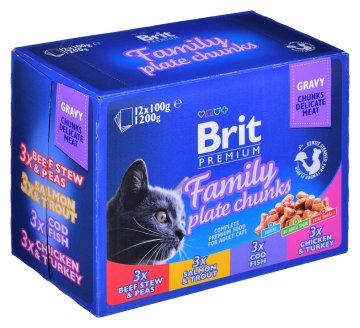 Brit BRIT Premium - Mokra mačja hrana z ribami in perutnino, 12 x 100g, brez glutena, za odrasle mačke