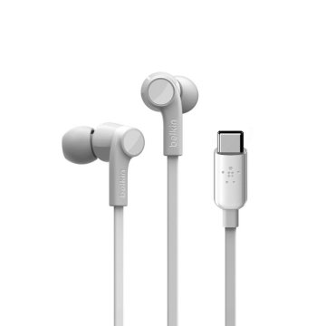 Belkin Belkin ROCKSTAR Žične slušalke za ušesa za klice/glasbo USB Type-C Bela