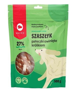 MACED MACED Sirove paličice s kunčjim mesom - Pasja priboljšek za žvečenje, 500 g