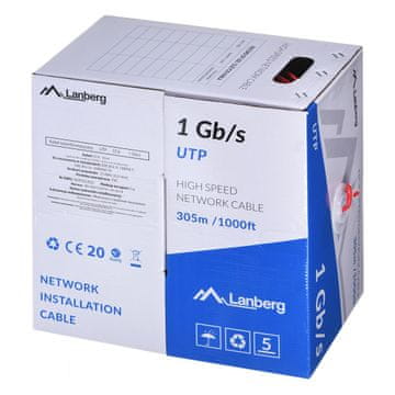 Lanberg LANBERG UTP KABEL 1GB/S 305M CCA RDEČA - Visoka kakovost, Plug & Play, 250 MHz, HDPE/PVC, za zanesljivo omrežno povezavo