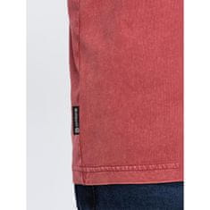 OMBRE Moška majica z dolgimi rokavi in okroglim vratom opečnato rdeča MDN125070 S