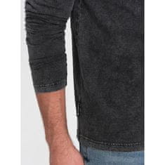 OMBRE Moška majica z dolgimi rokavi in okroglim vratom črna MDN125071 S