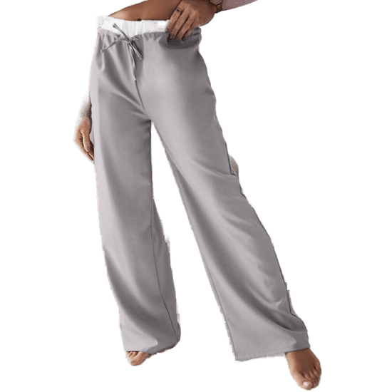 Dstreet Ženske široke hlače DARAMY sive barve uy2102