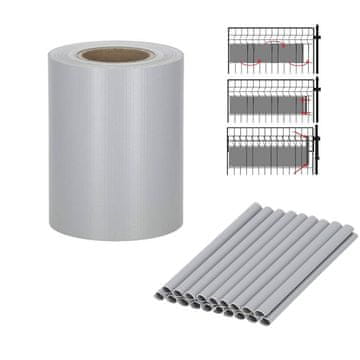 TIMMLUX Trak za panelno ograjo za zaščito zasebnosti 450g/m2 19cm x 35m + 20 sponk siva